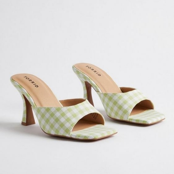 11 WW • Torrid • Square Toe Mule - Extra Wide Width - Gingham Check Plaid - Picture 1 of 6